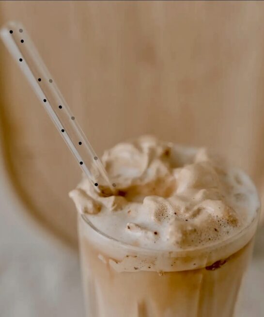 γυάλινα καλαμάκια polka dot- σετ 4 τεμαχίων με βουρτσάκι καθαρισμόυ